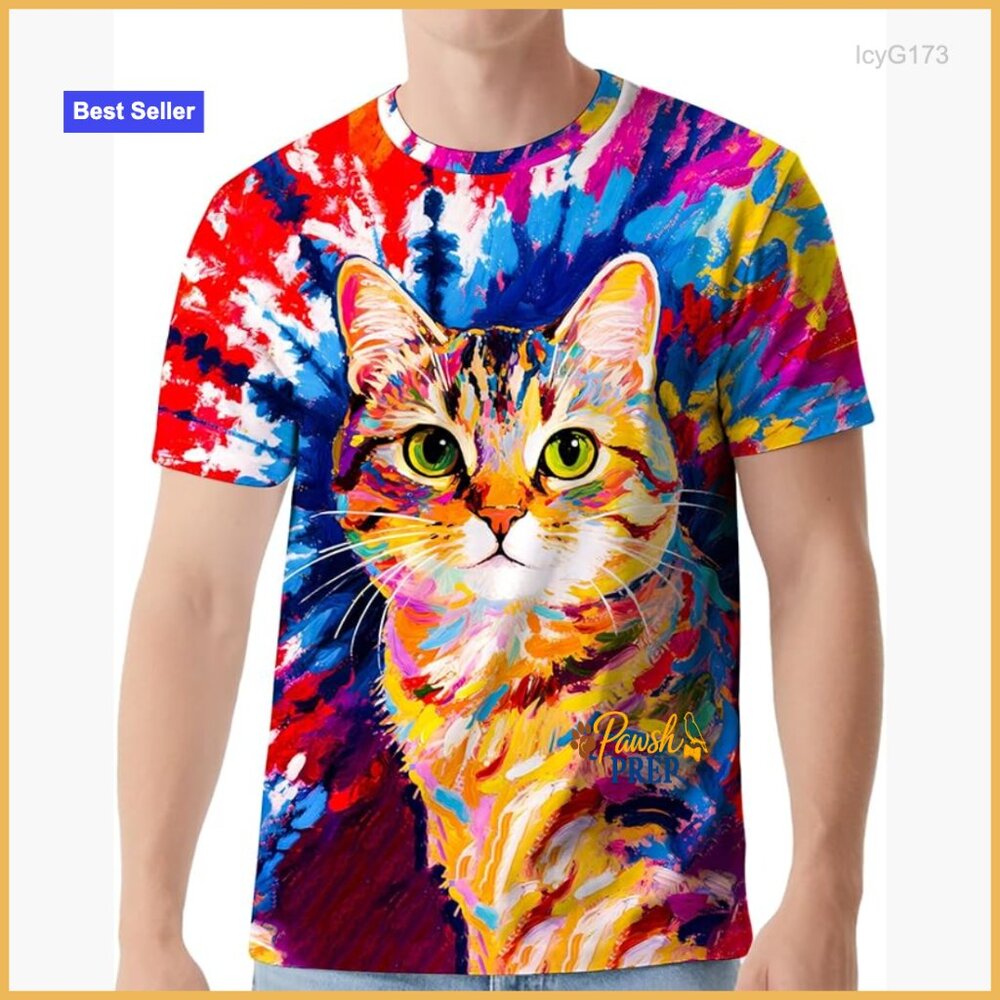 Men's Tie Dye T-Shirt Short Sleeve Crew Neck Classic Fit Polyester